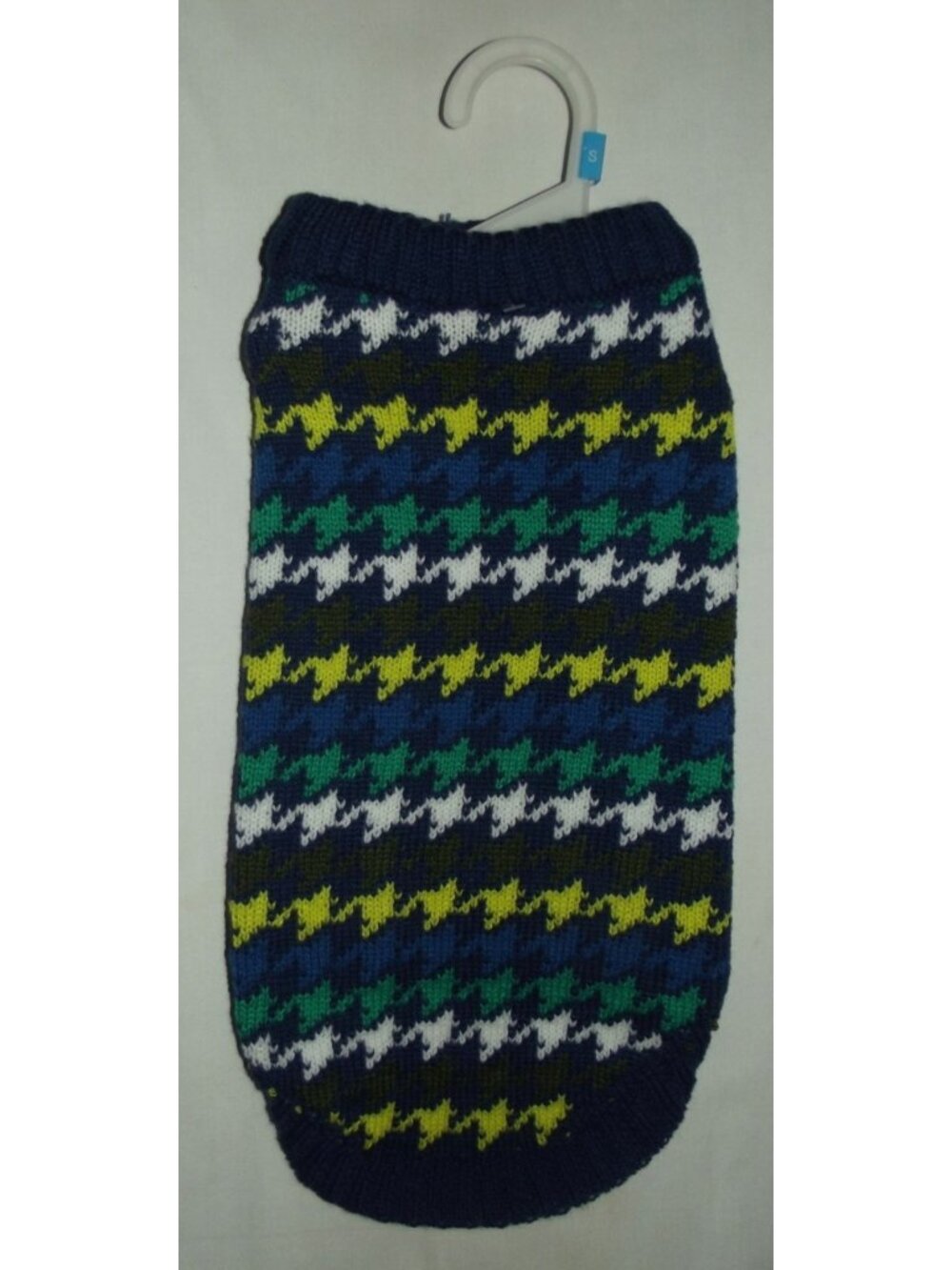 LOT OF 4 Dog Sweaters Size Small Top Paw navy blue houndstooth green yellow gray